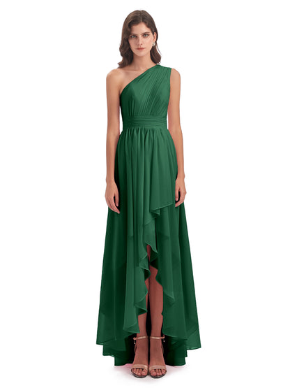 Monserrat One Shoulder High Low Chiffon Bridesmaid Dresses