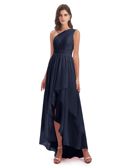 Monserrat One Shoulder High Low Chiffon Bridesmaid Dresses