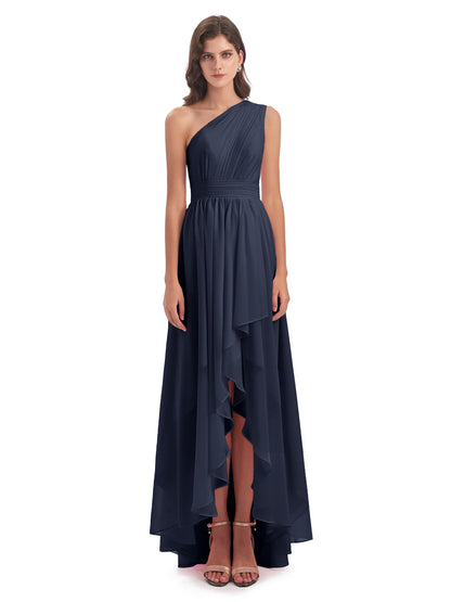 Monserrat One Shoulder High Low Chiffon Bridesmaid Dresses