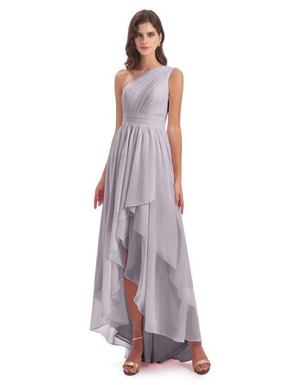 Monserrat One Shoulder High Low Chiffon Bridesmaid Dresses