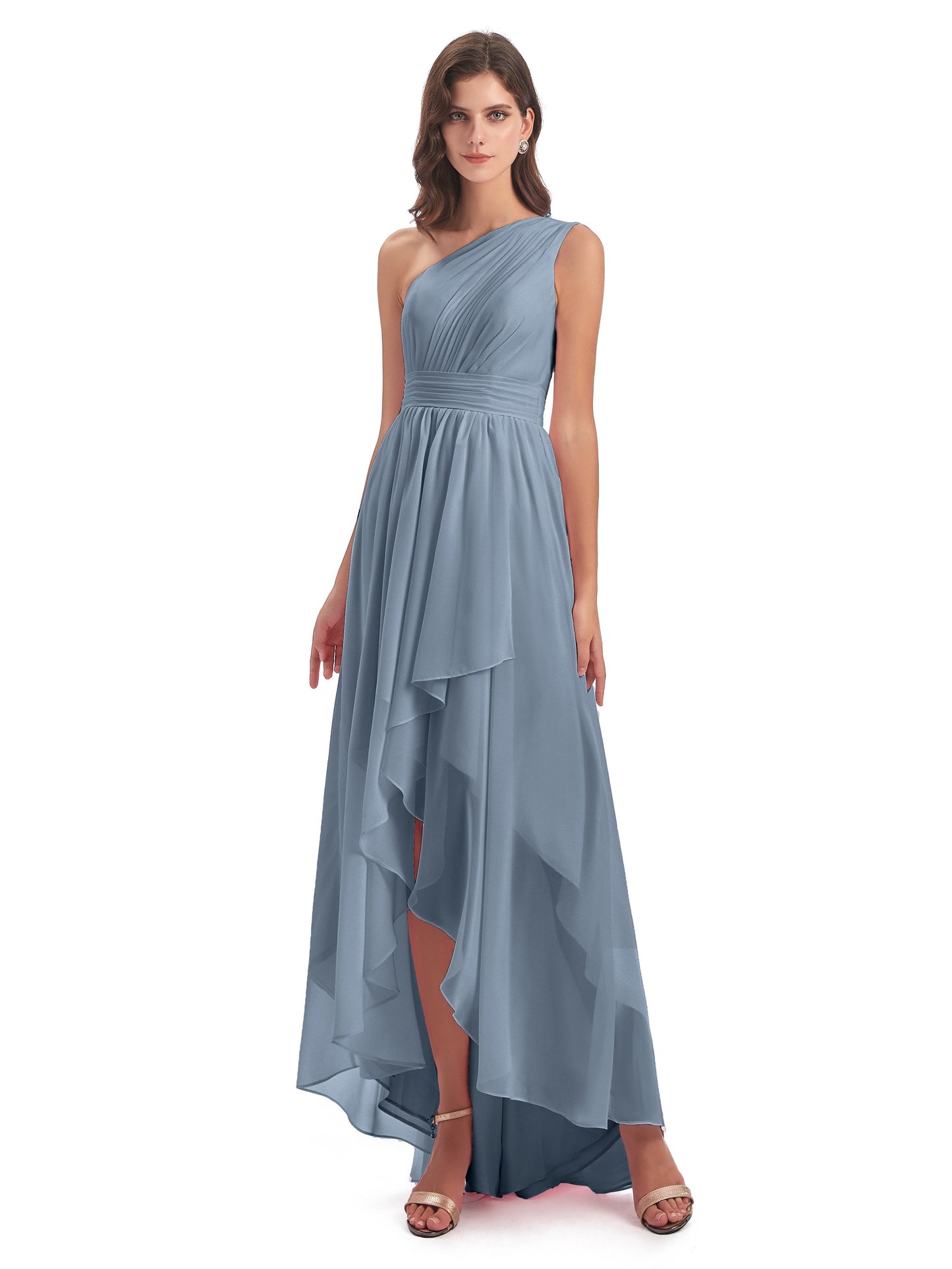 Monserrat One Shoulder High Low Chiffon Bridesmaid Dresses