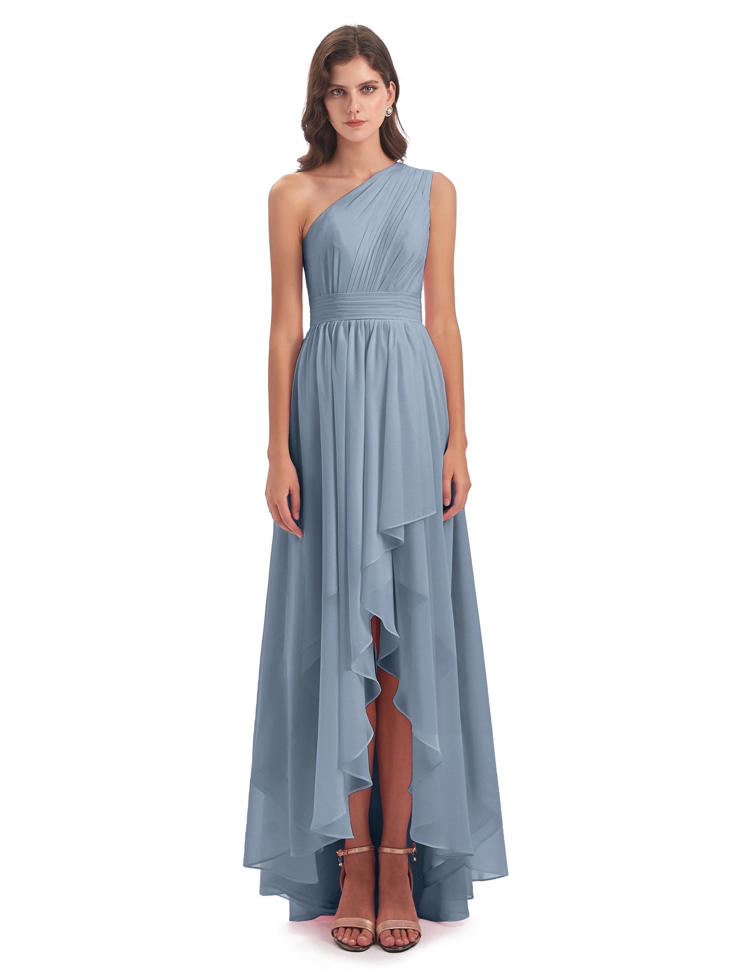 Monserrat One Shoulder High Low Chiffon Bridesmaid Dresses