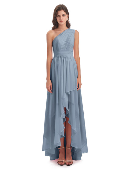 Monserrat One Shoulder High Low Chiffon Bridesmaid Dresses