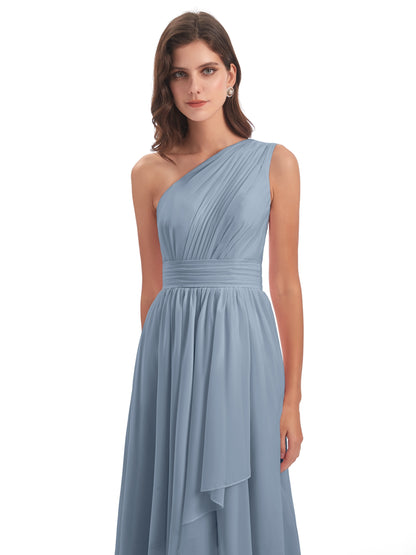 Monserrat One Shoulder High Low Chiffon Bridesmaid Dresses