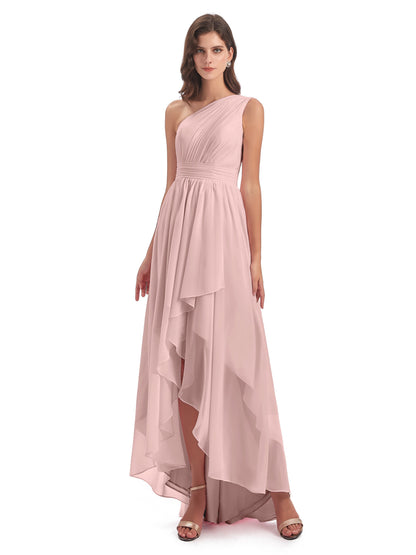 Monserrat One Shoulder High Low Chiffon Bridesmaid Dresses