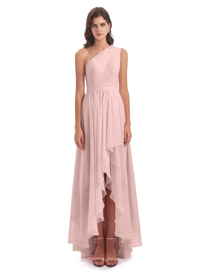 Monserrat One Shoulder High Low Chiffon Bridesmaid Dresses