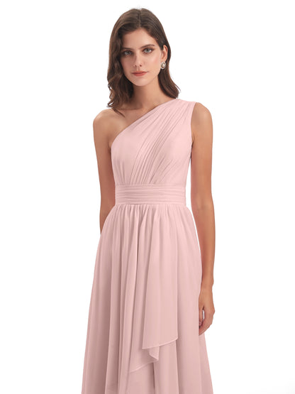 Monserrat One Shoulder High Low Chiffon Bridesmaid Dresses