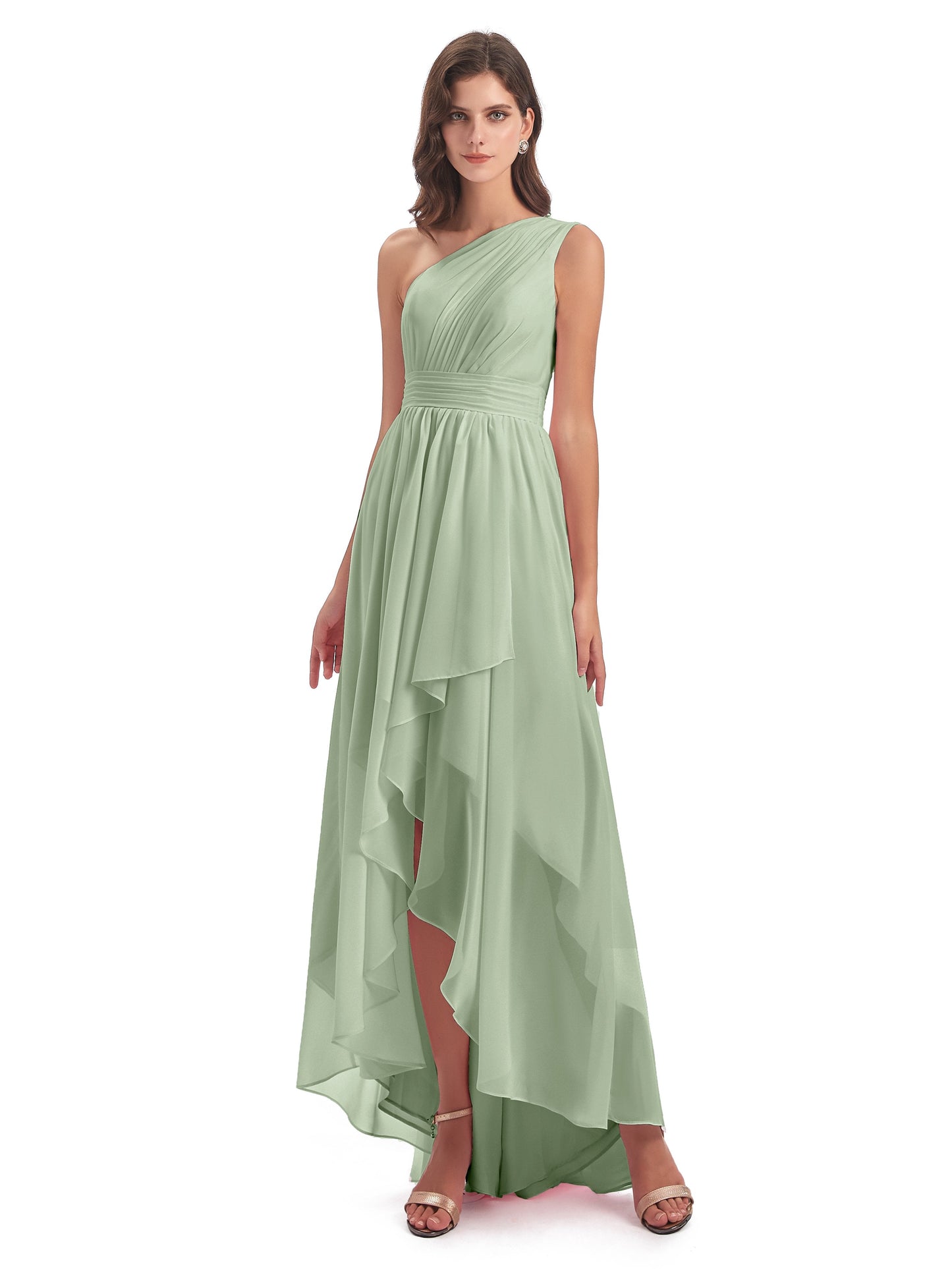 Monserrat One Shoulder High Low Chiffon Bridesmaid Dresses