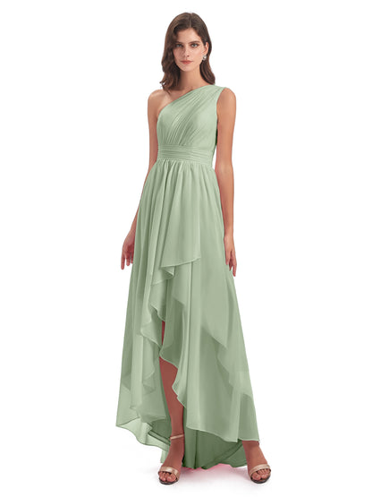 Monserrat One Shoulder High Low Chiffon Bridesmaid Dresses