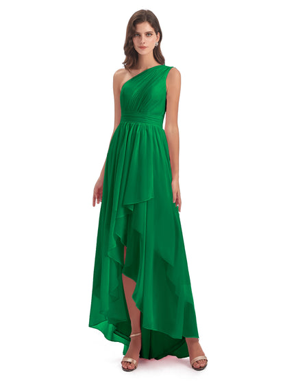 Monserrat One Shoulder High Low Chiffon Bridesmaid Dresses
