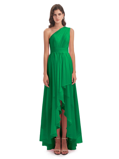 Monserrat One Shoulder High Low Chiffon Bridesmaid Dresses