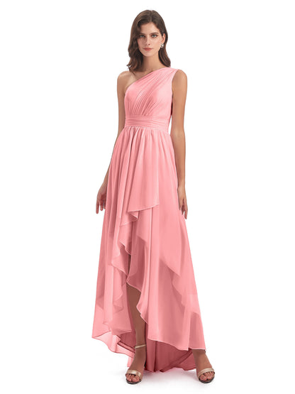 Monserrat One Shoulder High Low Chiffon Bridesmaid Dresses