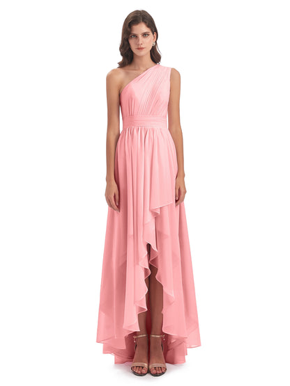 Monserrat One Shoulder High Low Chiffon Bridesmaid Dresses