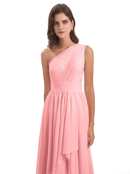 Monserrat One Shoulder High Low Chiffon Bridesmaid Dresses