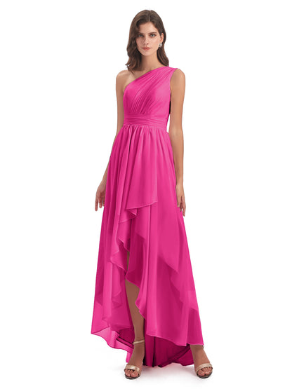 Monserrat One Shoulder High Low Chiffon Bridesmaid Dresses