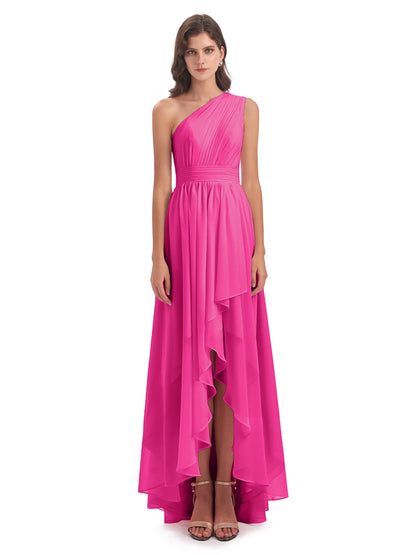 Monserrat One Shoulder High Low Chiffon Bridesmaid Dresses