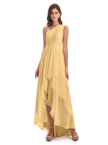 Monserrat One Shoulder High Low Chiffon Bridesmaid Dresses