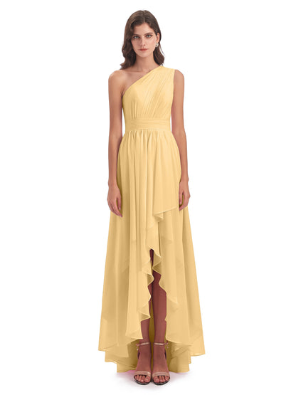 Monserrat One Shoulder High Low Chiffon Bridesmaid Dresses