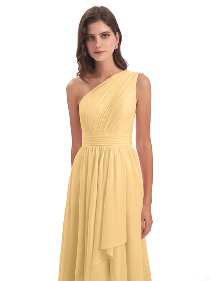 Monserrat One Shoulder High Low Chiffon Bridesmaid Dresses