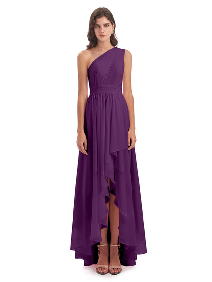 Monserrat One Shoulder High Low Chiffon Bridesmaid Dresses