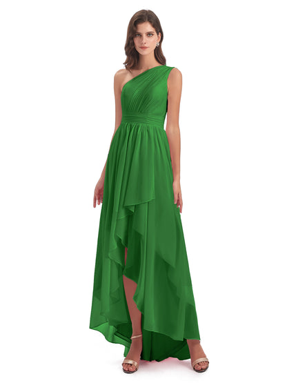 Monserrat One Shoulder High Low Chiffon Bridesmaid Dresses