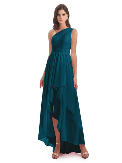 Monserrat One Shoulder High Low Chiffon Bridesmaid Dresses