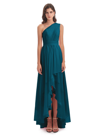 Monserrat One Shoulder High Low Chiffon Bridesmaid Dresses