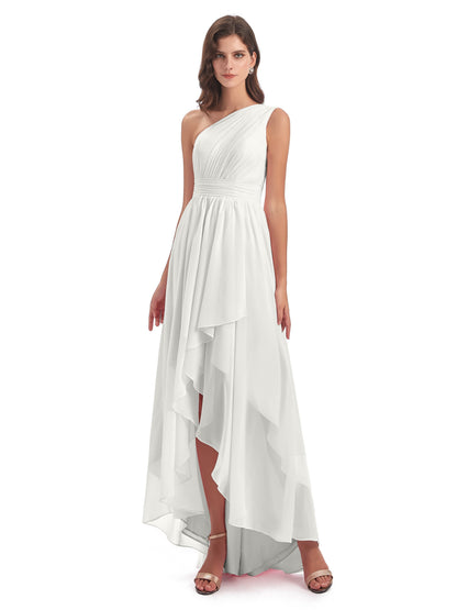 Monserrat One Shoulder High Low Chiffon Bridesmaid Dresses