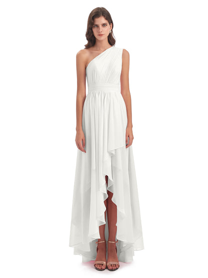 Monserrat One Shoulder High Low Chiffon Bridesmaid Dresses