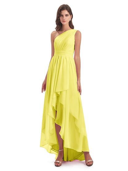 Monserrat One Shoulder High Low Chiffon Bridesmaid Dresses