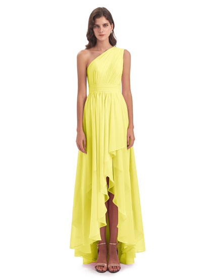 Monserrat One Shoulder High Low Chiffon Bridesmaid Dresses