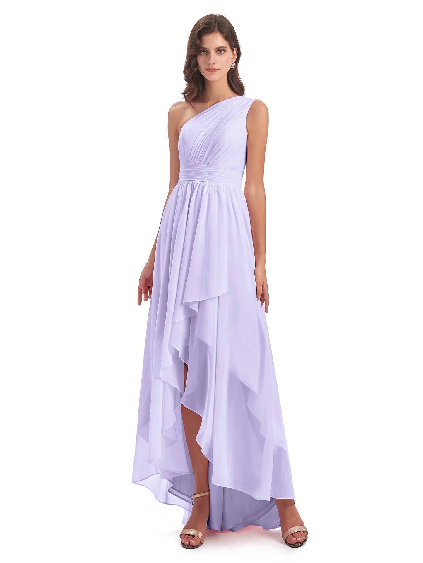 Monserrat One Shoulder High Low Chiffon Bridesmaid Dresses