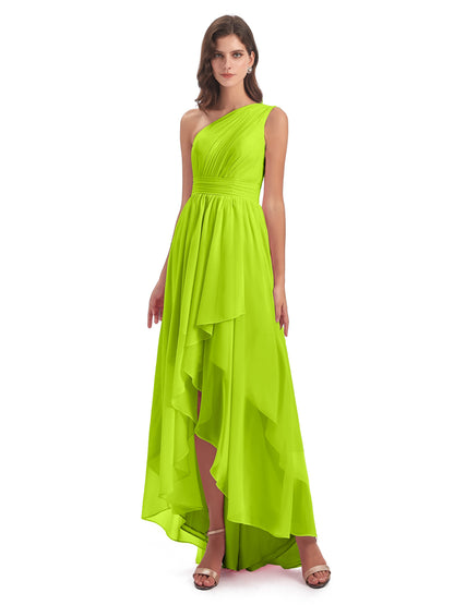 Monserrat One Shoulder High Low Chiffon Bridesmaid Dresses
