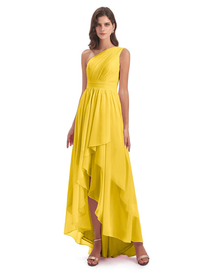 Monserrat One Shoulder High Low Chiffon Bridesmaid Dresses