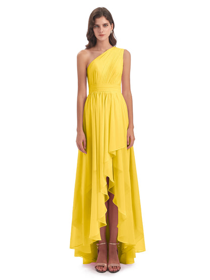 Monserrat One Shoulder High Low Chiffon Bridesmaid Dresses