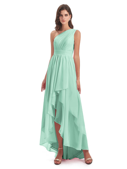 Monserrat One Shoulder High Low Chiffon Bridesmaid Dresses