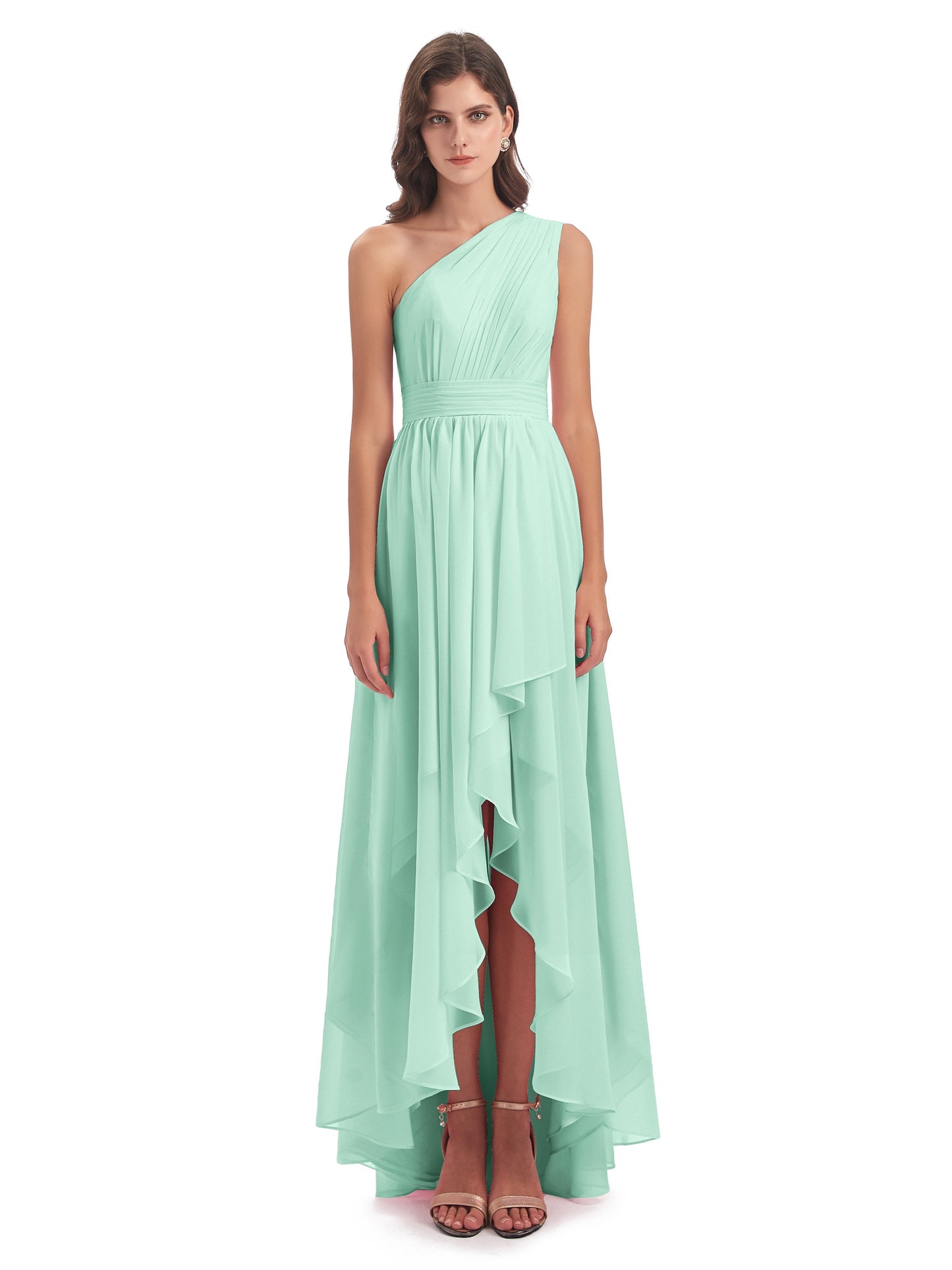 Monserrat One Shoulder High Low Chiffon Bridesmaid Dresses