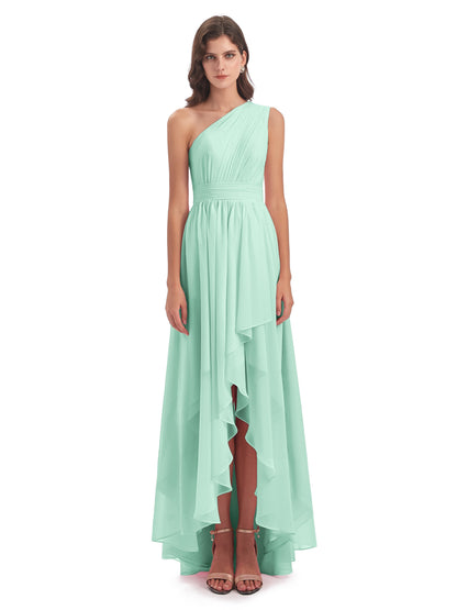 Monserrat One Shoulder High Low Chiffon Bridesmaid Dresses