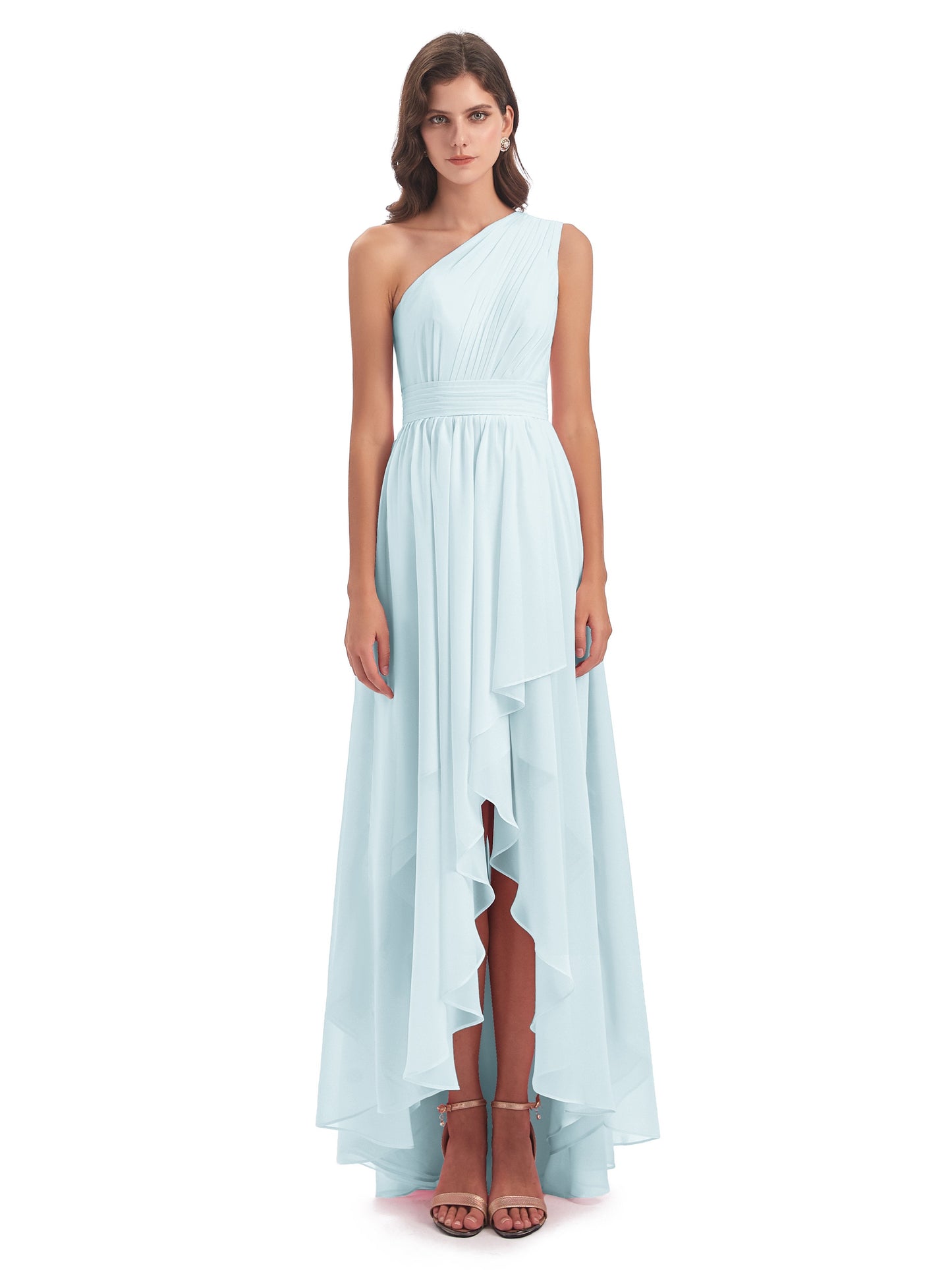 Monserrat One Shoulder High Low Chiffon Bridesmaid Dresses