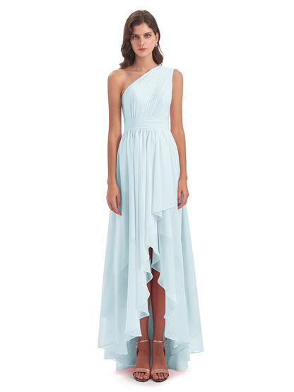 Monserrat One Shoulder High Low Chiffon Bridesmaid Dresses