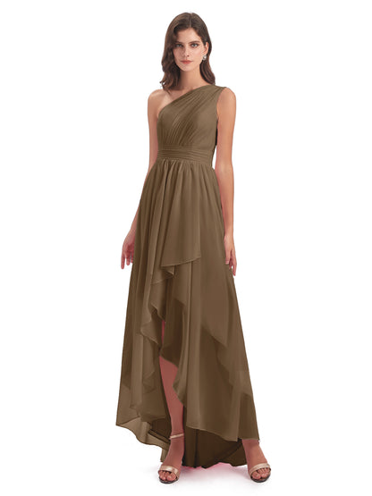 Monserrat One Shoulder High Low Chiffon Bridesmaid Dresses