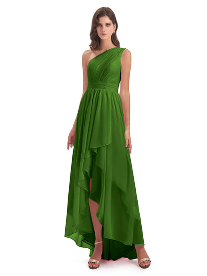Monserrat One Shoulder High Low Chiffon Bridesmaid Dresses