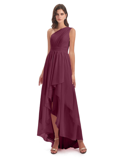 Monserrat One Shoulder High Low Chiffon Bridesmaid Dresses