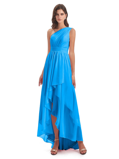 Monserrat One Shoulder High Low Chiffon Bridesmaid Dresses
