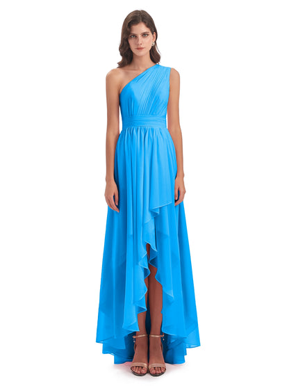 Monserrat One Shoulder High Low Chiffon Bridesmaid Dresses