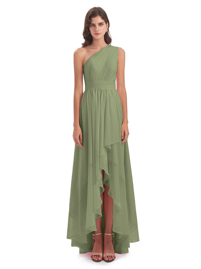 Monserrat One Shoulder High Low Chiffon Bridesmaid Dresses