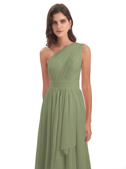 Monserrat One Shoulder High Low Chiffon Bridesmaid Dresses