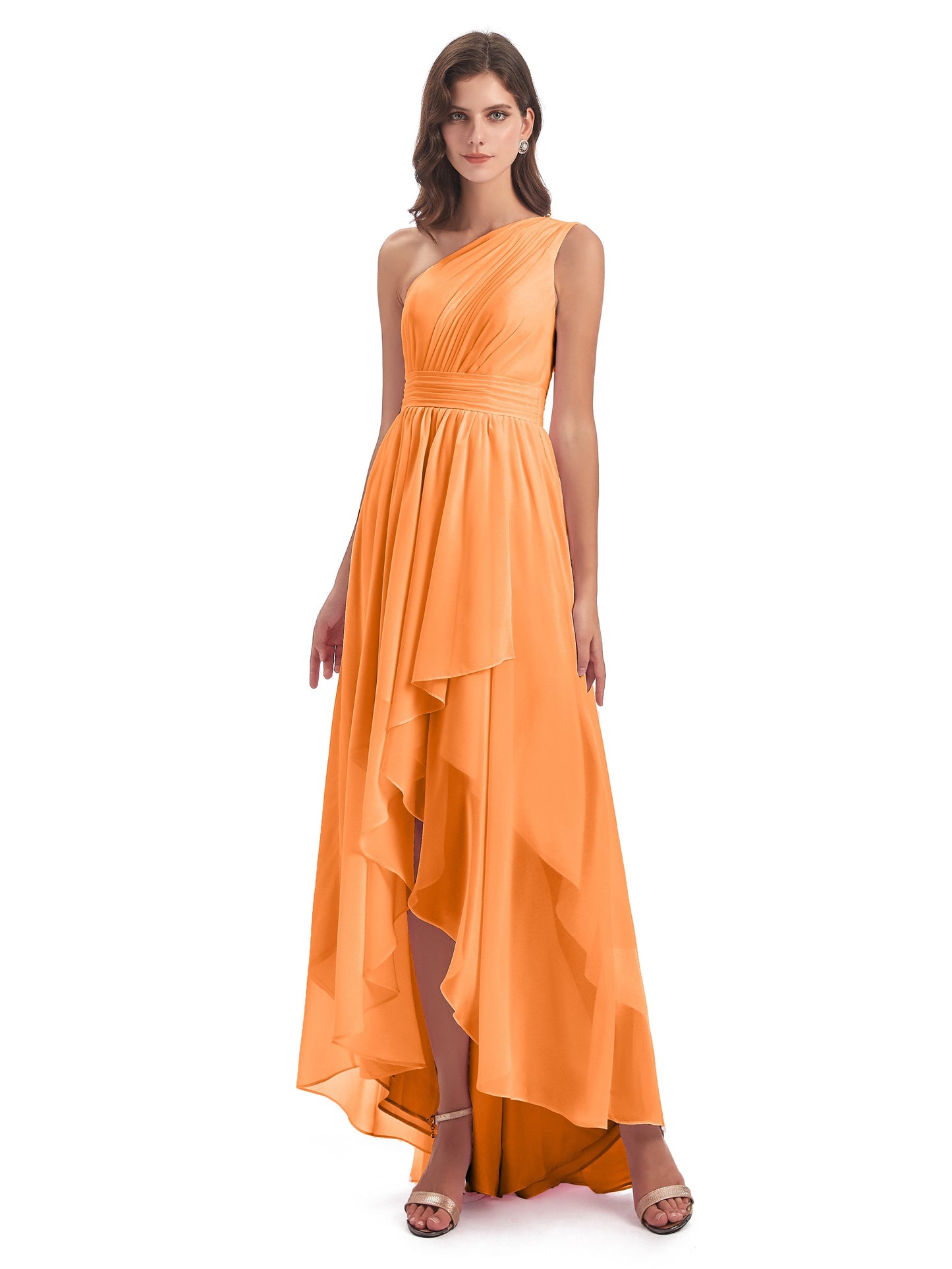 Monserrat One Shoulder High Low Chiffon Bridesmaid Dresses