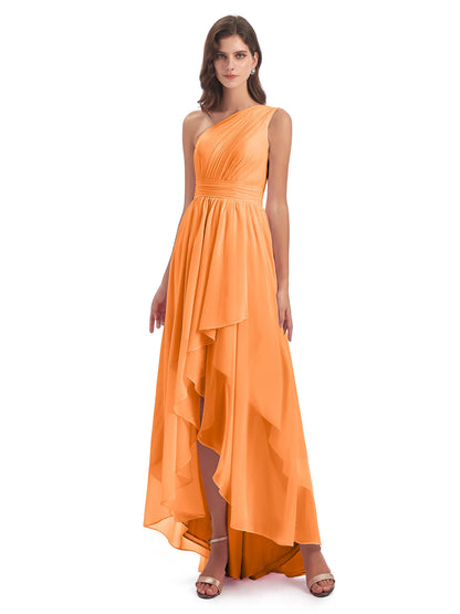 Monserrat One Shoulder High Low Chiffon Bridesmaid Dresses
