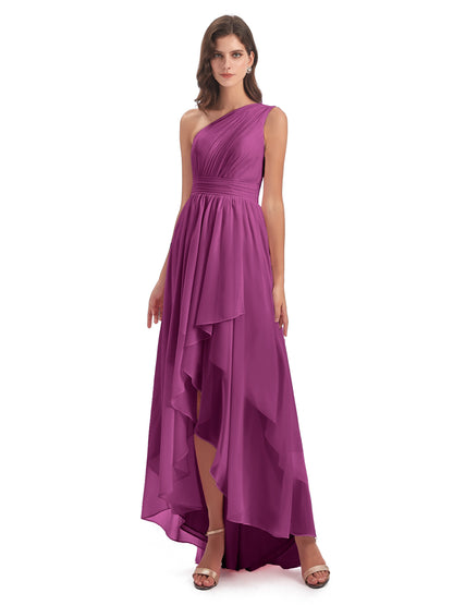 Monserrat One Shoulder High Low Chiffon Bridesmaid Dresses
